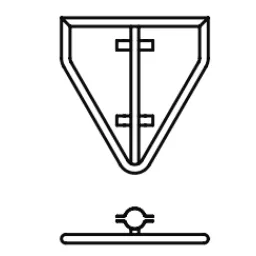 Umgekehrtes dreieckiges Schild mit langer Basis und festem Klemmsystem