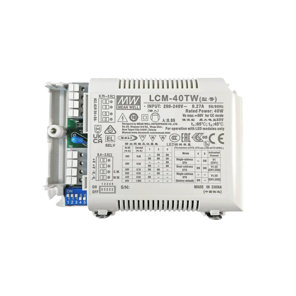40W LED Driver CC 500-1050mA, DALI2, DT8, DT6, for single color and tunable white applications