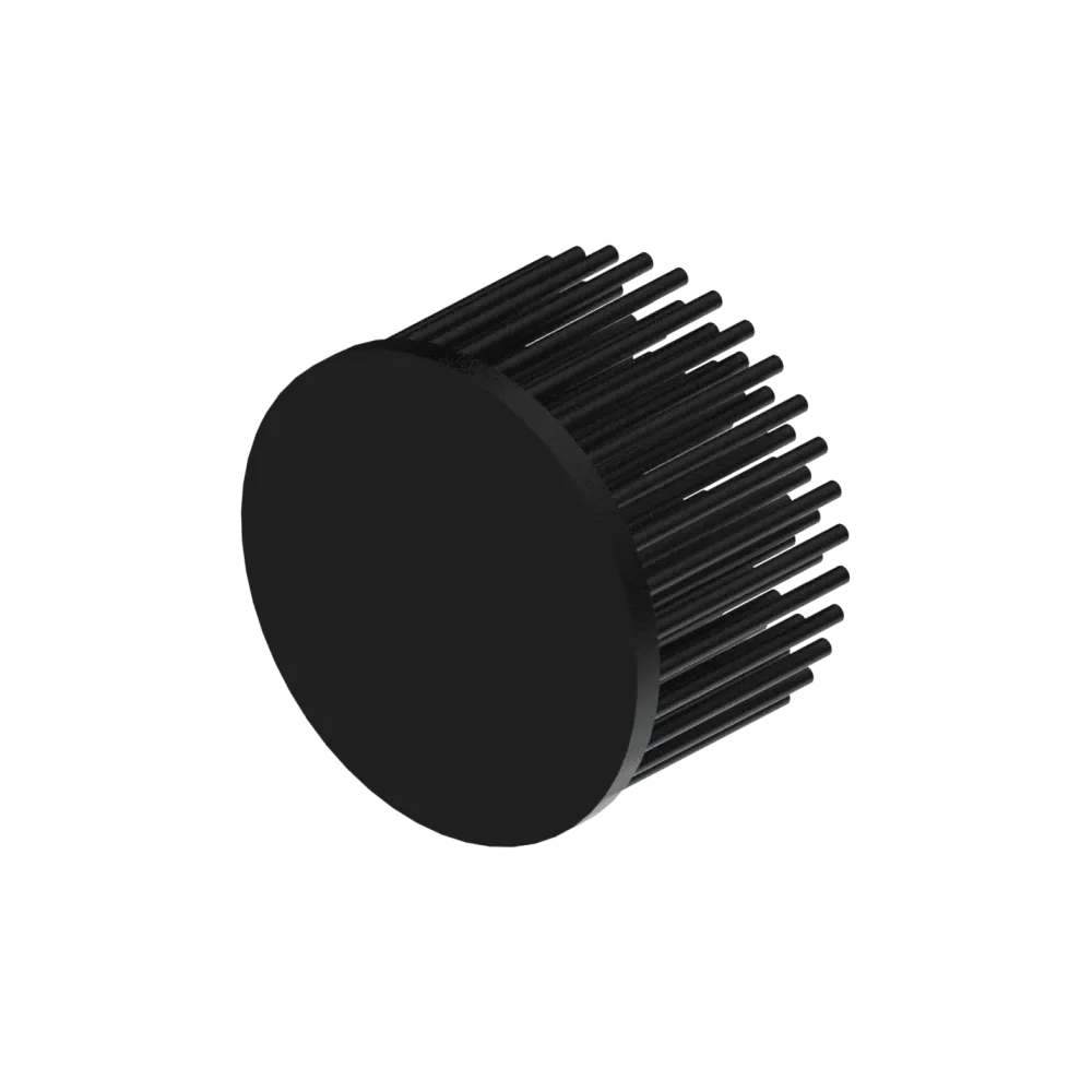 LED pin fin heat sink, ø80mm, H 50mm, Base 5mm, Black anodized