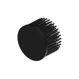LED pin fin heat sink, ø80mm, H 50mm, Base 5mm, Black anodized