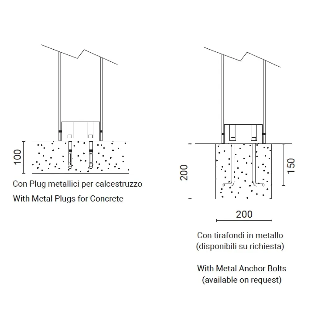 Modo Bollard 602F2/NP70A2-Small Poles - Bollard Horizontal Double Emission H. 1000