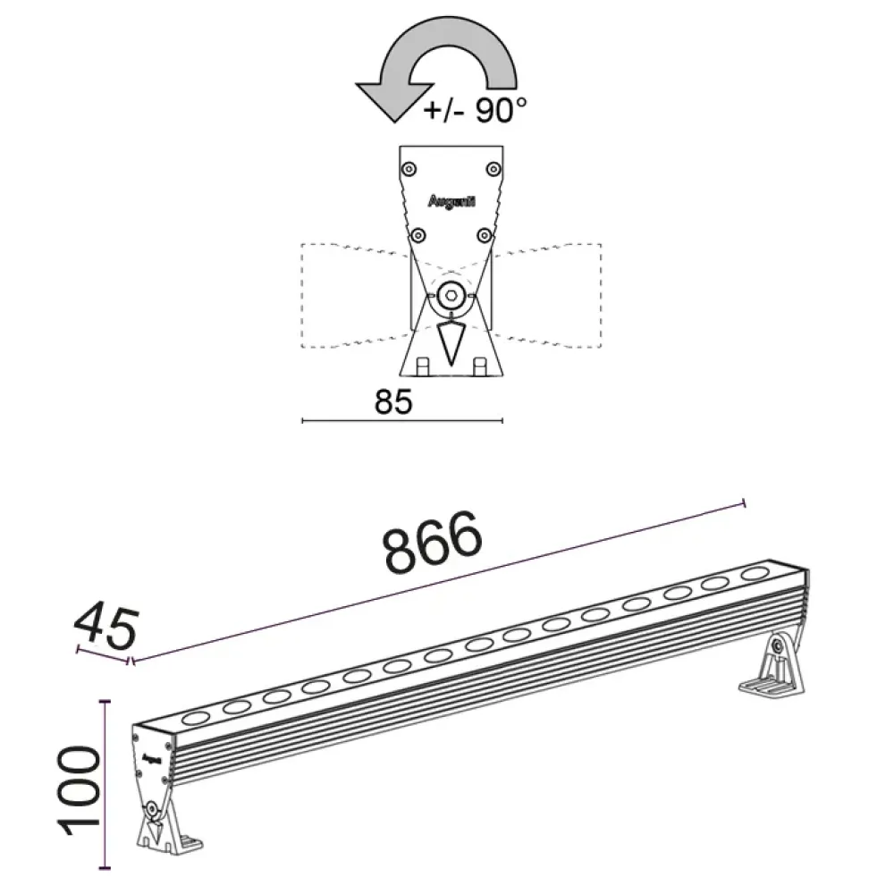 2802P/RCRC.MB-RGBW - Wallwasher RGBW L. 866