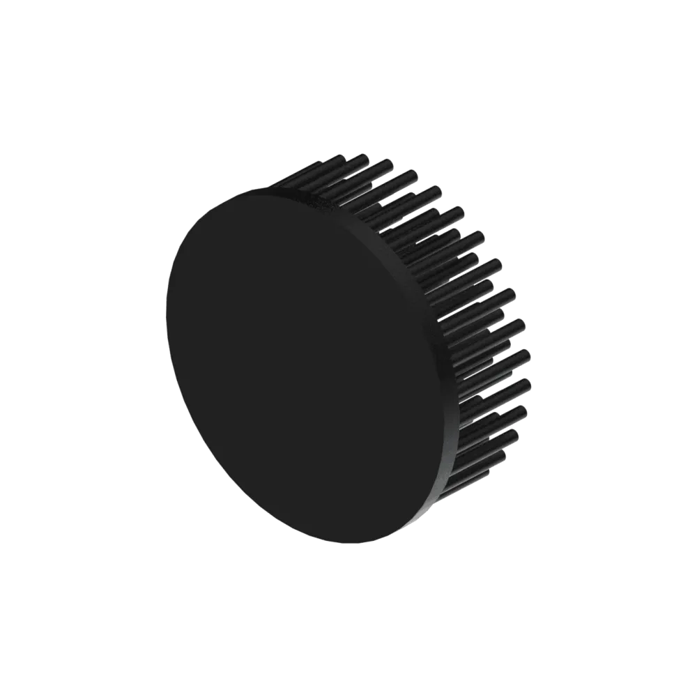 LED pin fin heat sink, ø80mm, H 30mm, Base 5mm, Black anodized