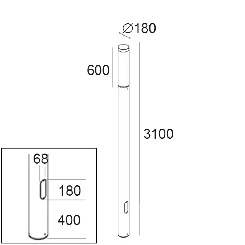 Siluro 318-...OLD4-Urban Lighting - Pole H. 3100 with opal diffuser