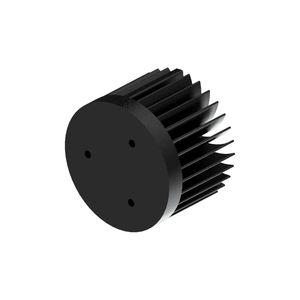 LED star heat sink, ø70mm, H 50mm, Base 10mm, Black anodized