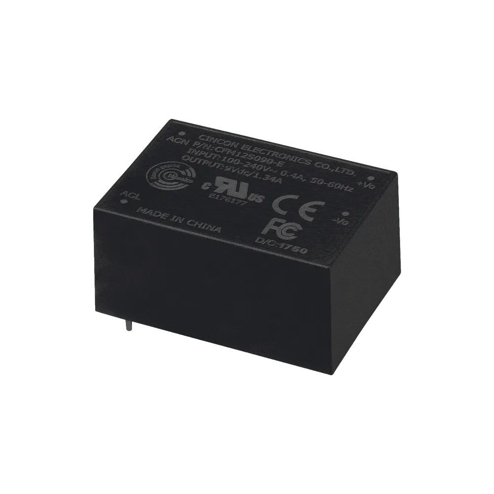 12W AC/DC power supply unit, PCB mounting, 9V/1.34A