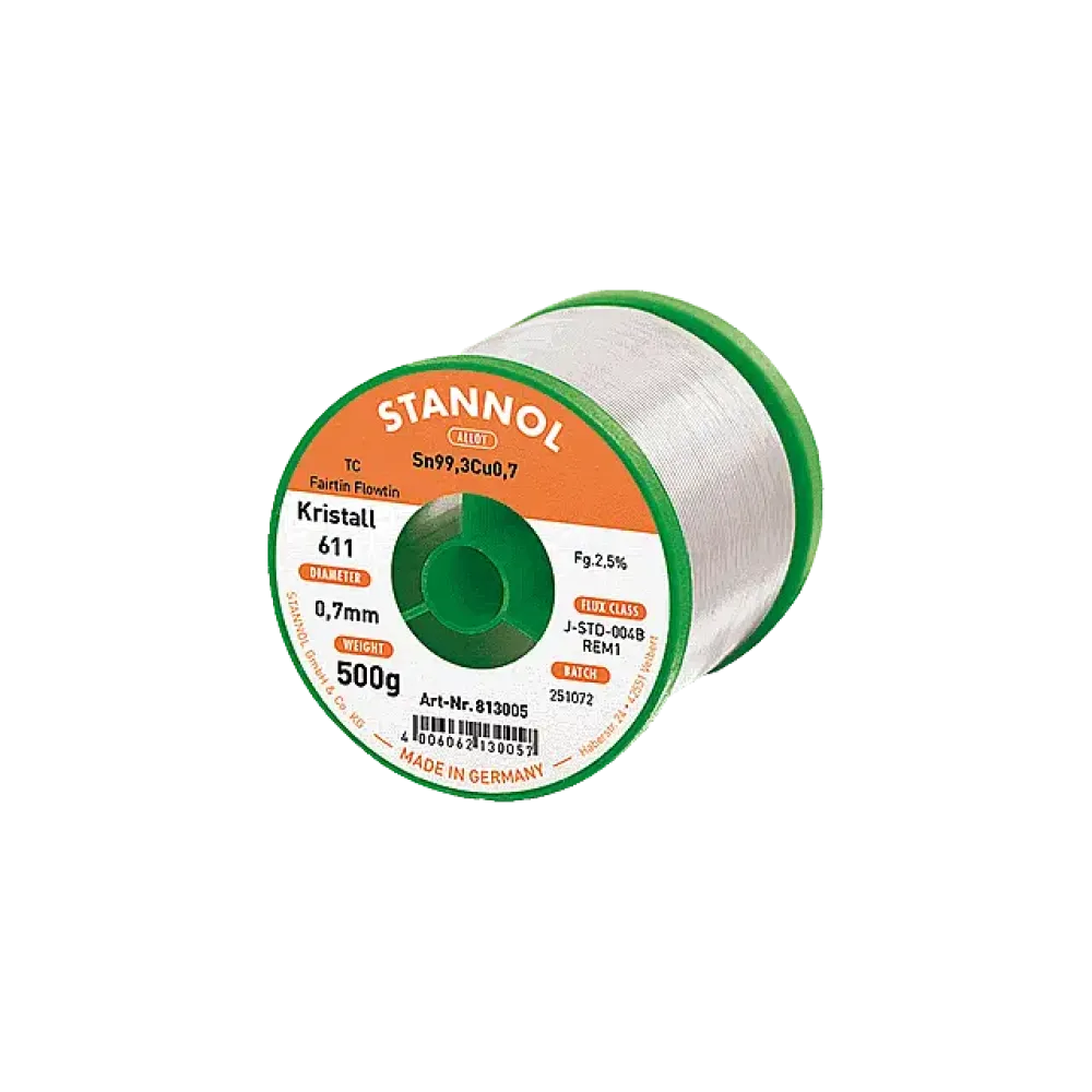 Solder wire crystal 611, Sn99,3Cu0,7 - FLOWTIN TC - Fairtin, 0.7mm, 500g