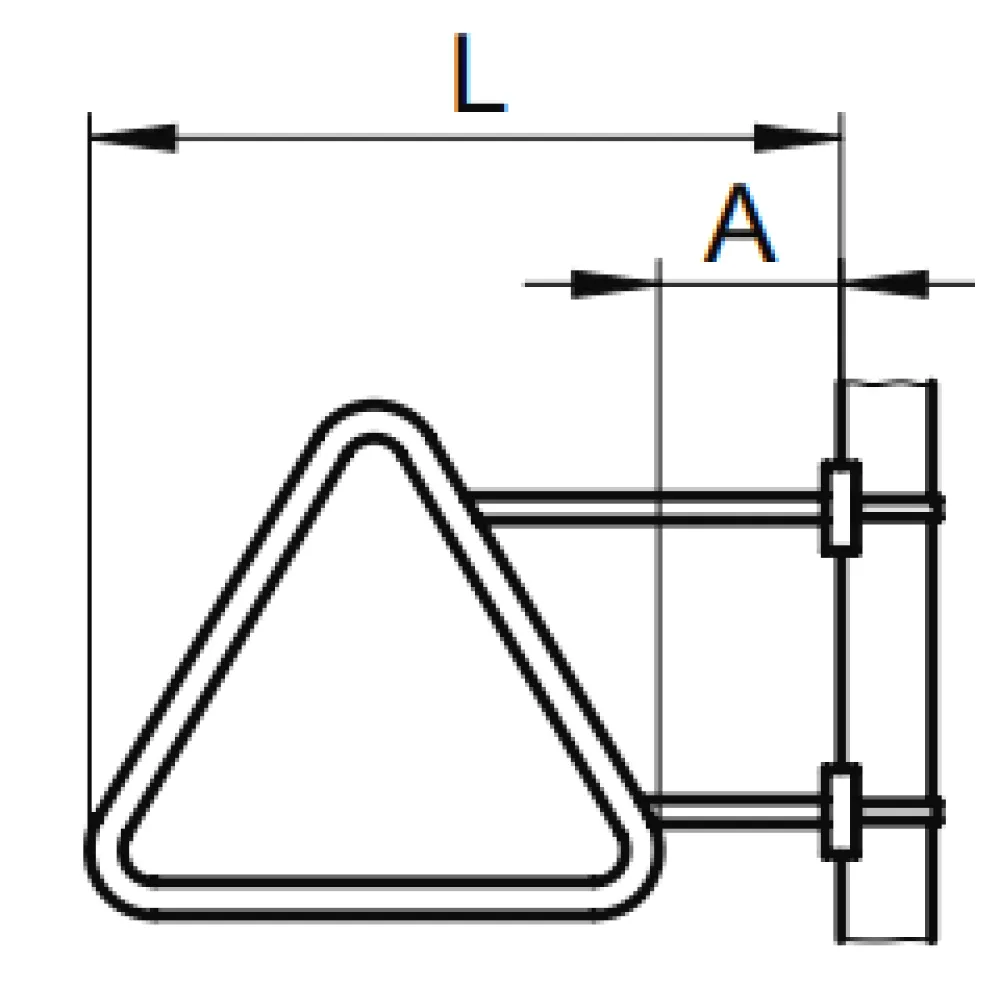 Triangular sign with side steel band mounting