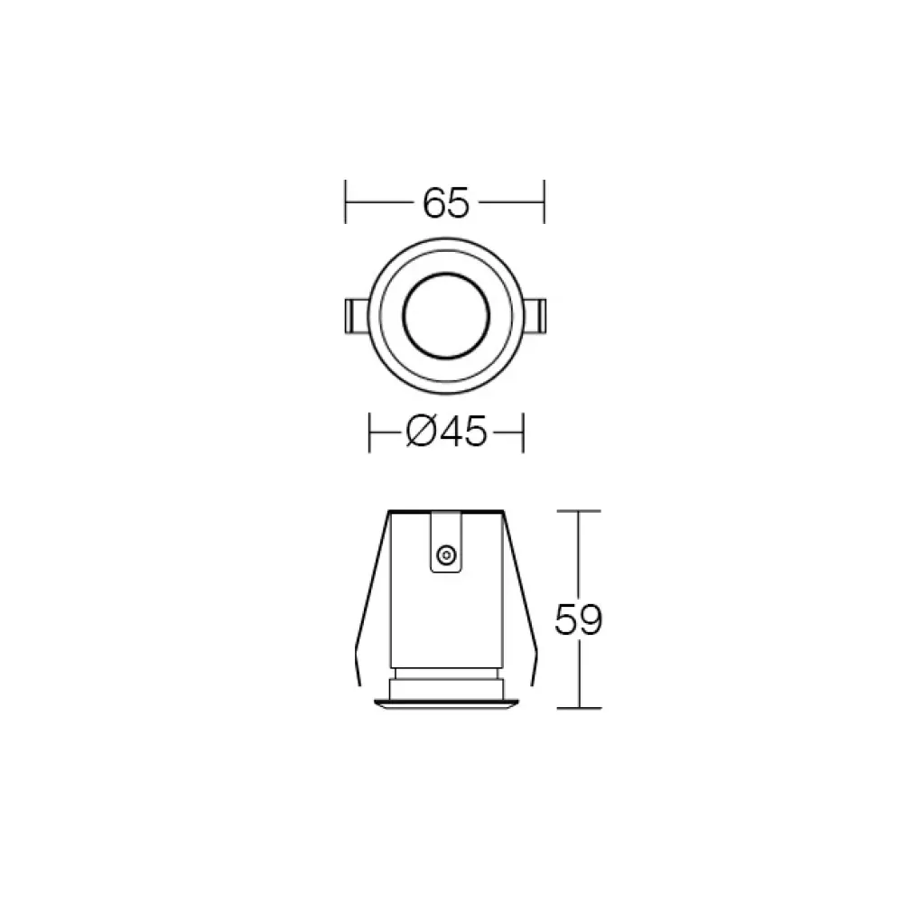 Rim 45 Ceiling Painted 3045C/HRCCWB-Ceiling Recessed - Recessed with painted steel ring nut Ø45 - Remote driver max 700mA