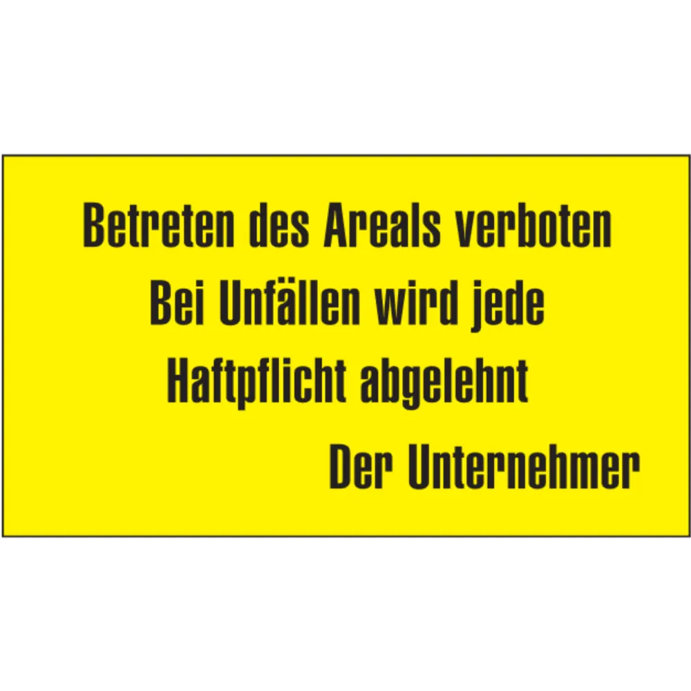 Area warning sign