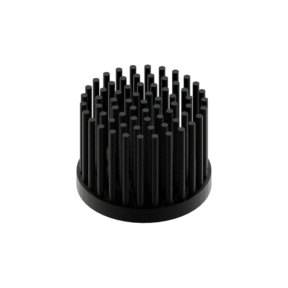 LED pin fin heat sink, ø40mm, H 30mm, Base 5mm, Black anodized