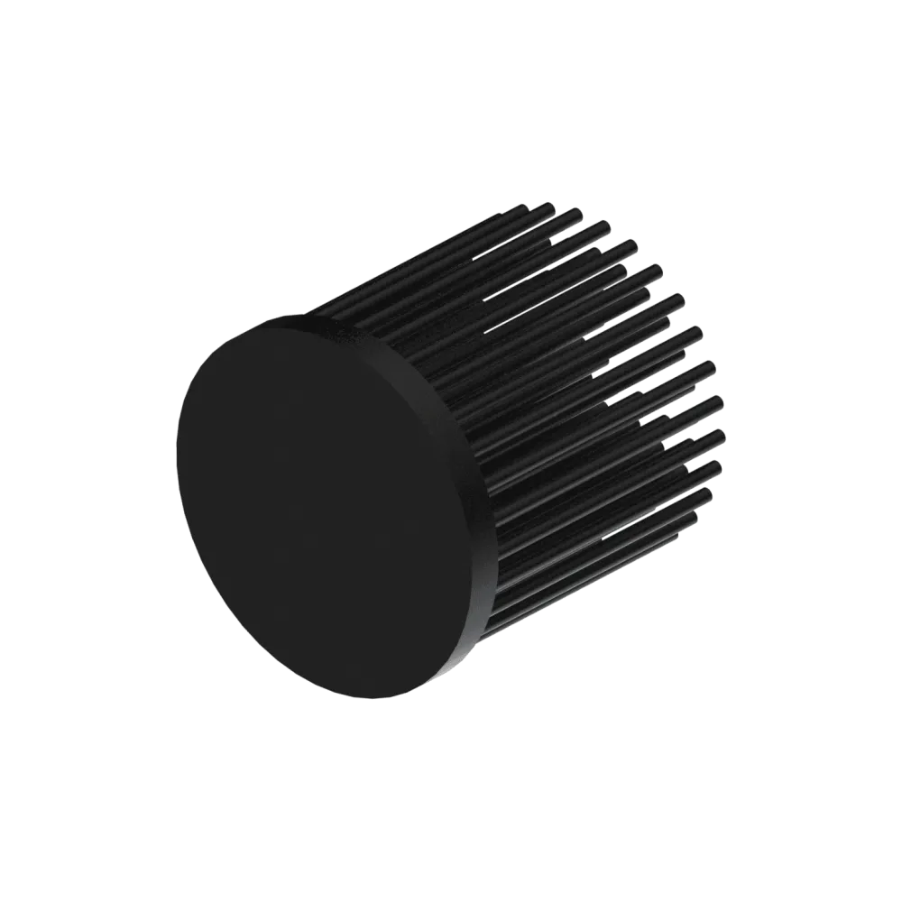 LED pin fin heat sink, ø50mm, H 50mm, Base 5mm, Black anodized