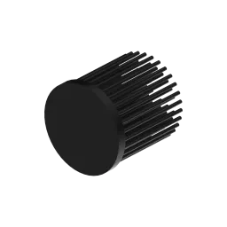 LED pin fin heat sink, ø50mm, H 50mm, Base 5mm, Black anodized