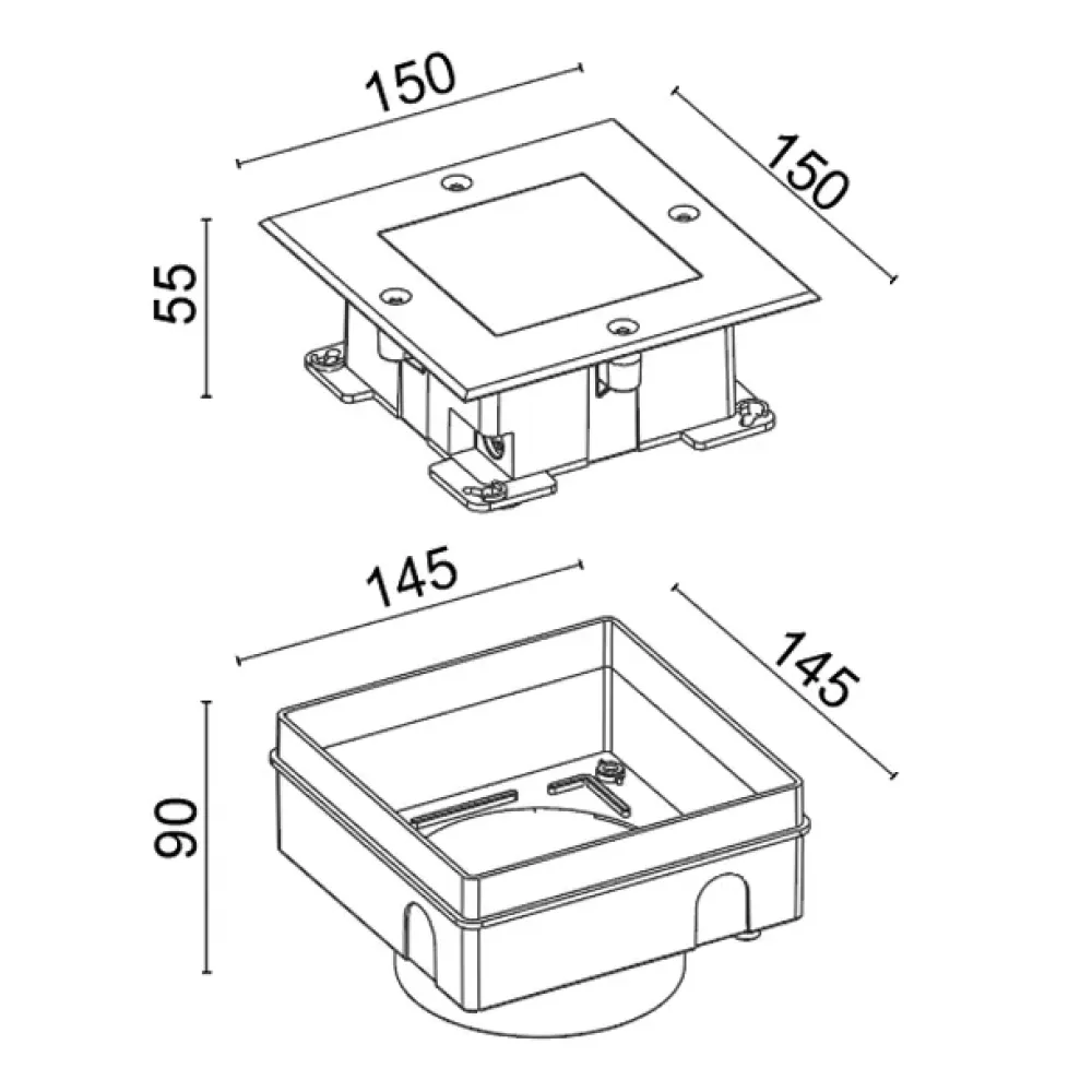 Clio Ground Recessed - Recessed in polypropylene with steel ring nut