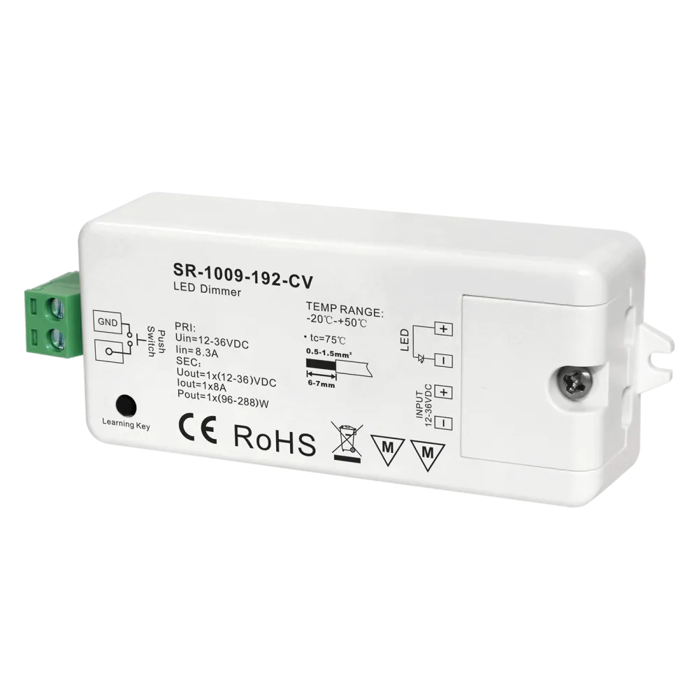 1 channel RF / LV PUSH LED dimmer, constant voltage 12-36VDC, max. 288W