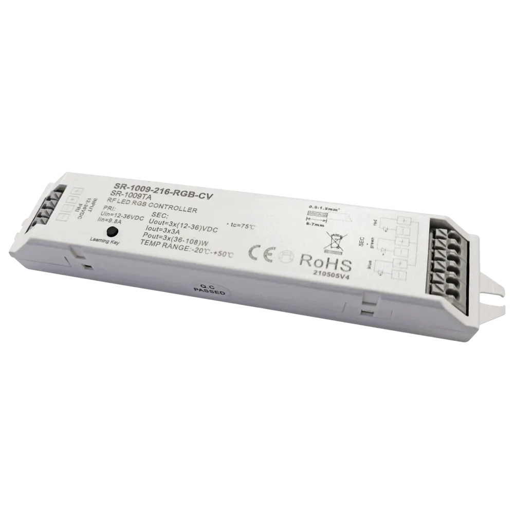 3 channel RF LED dimmer, RGB, constant voltage 12-36VDC, max. 324W