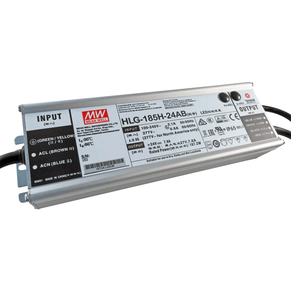 185W LED Driver CV+CC 24V/7.8A, 3in1 Dimming + Vo/Io adjustable