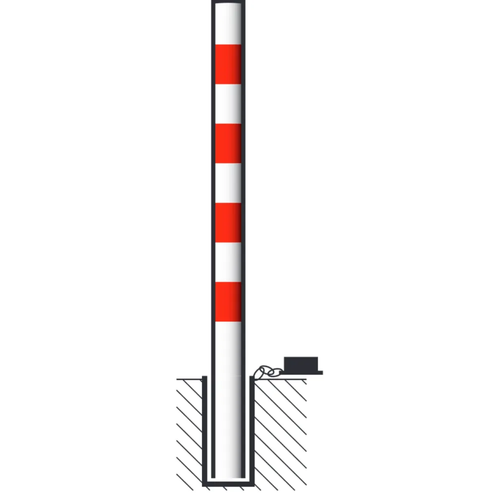 Barrier post painted white without rings