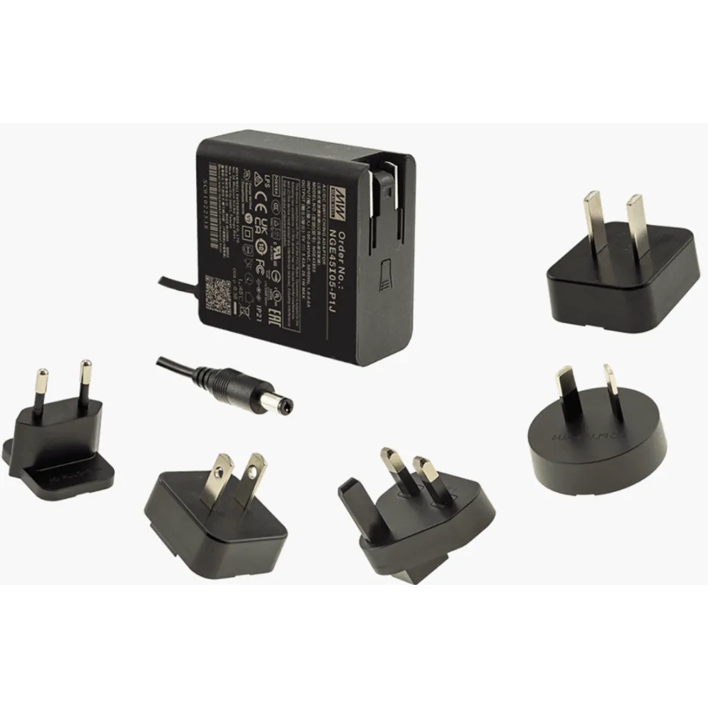 45W Wall Mount Power Supply12V/3.75A, Interchangeable type
