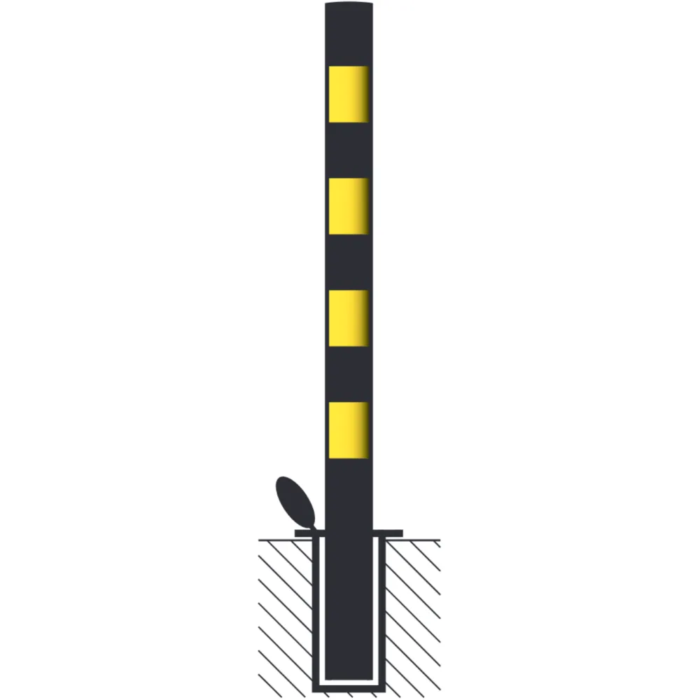 Barrier post painted black without rings