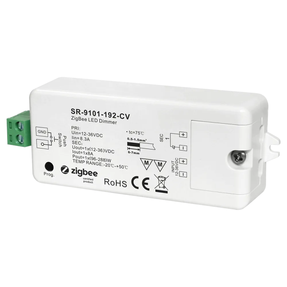 1 channel ZIGBEE 3.0 / LV-PUSH LED dimmer, constant voltage 12-36VDC, max. 288W