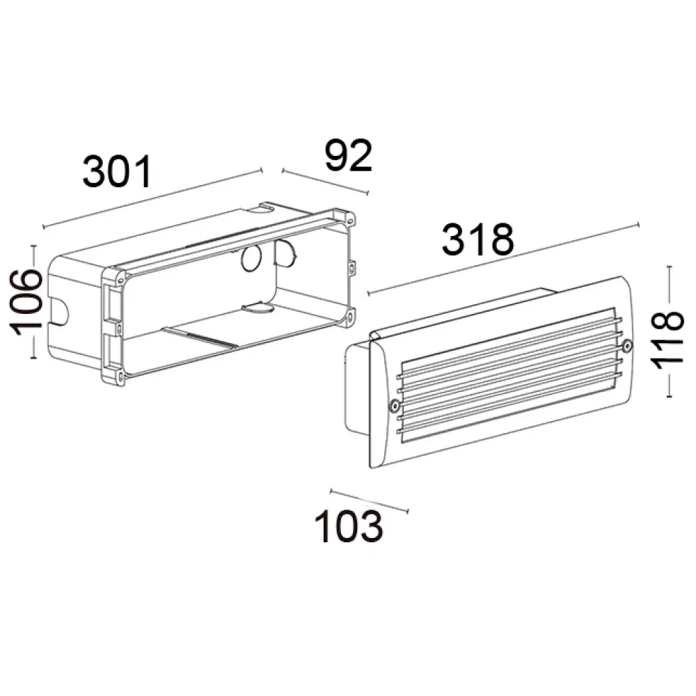 Recta Maxi 9400R/NC3.VS-Wall Recessed - Recessed with linear grid - Built-in driver