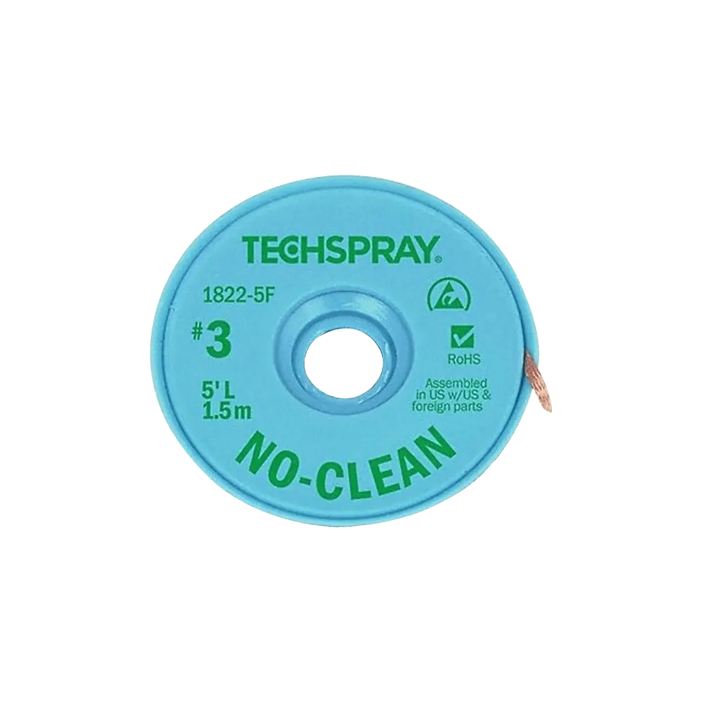 Techspray desoldering braid ESD, 1.9mm x 1.5m, flux-coated, no-clean