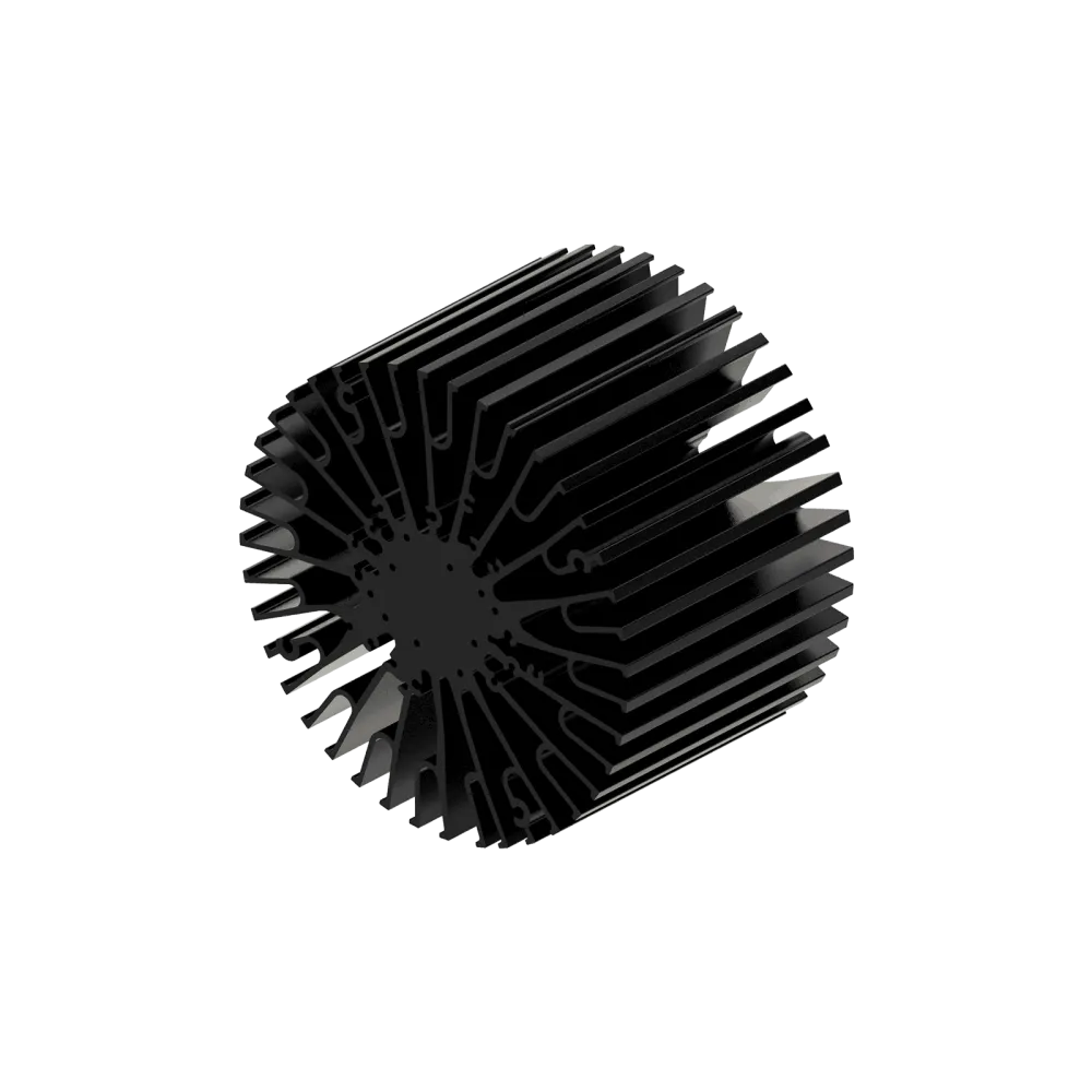 Modular LED star heat sink, ø152mm, H 100mm, Black anodized