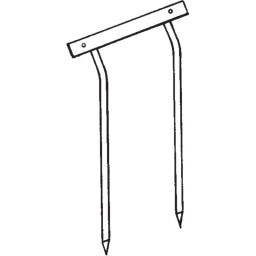 Flat bar with 2 cranked insertion rods, galvanized, for round signals and additional boards
