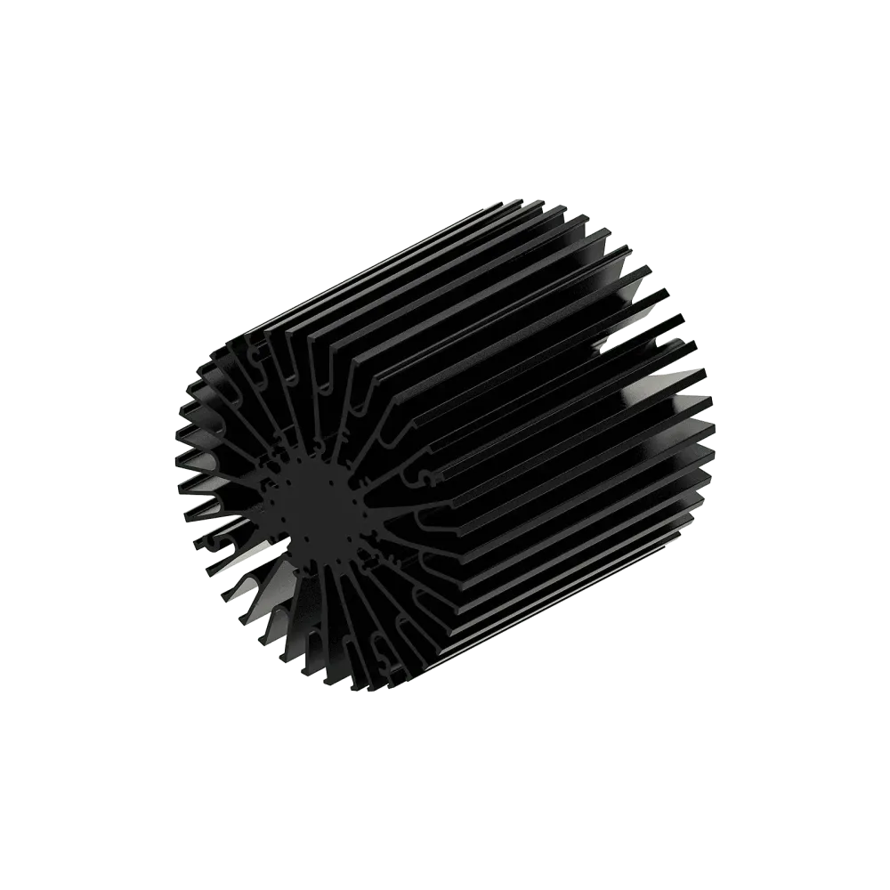 Modular LED star heat sink, ø152mm, H 150mm, Black anodized