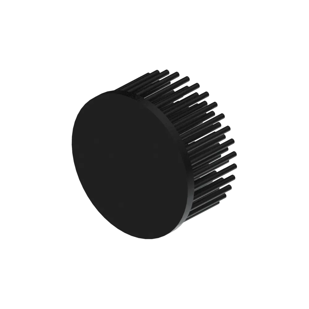 LED pin fin heat sink, ø80mm, H 40mm, Base 5mm, Black anodized