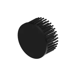 LED pin fin heat sink, ø80mm, H 40mm, Base 5mm, Black anodized