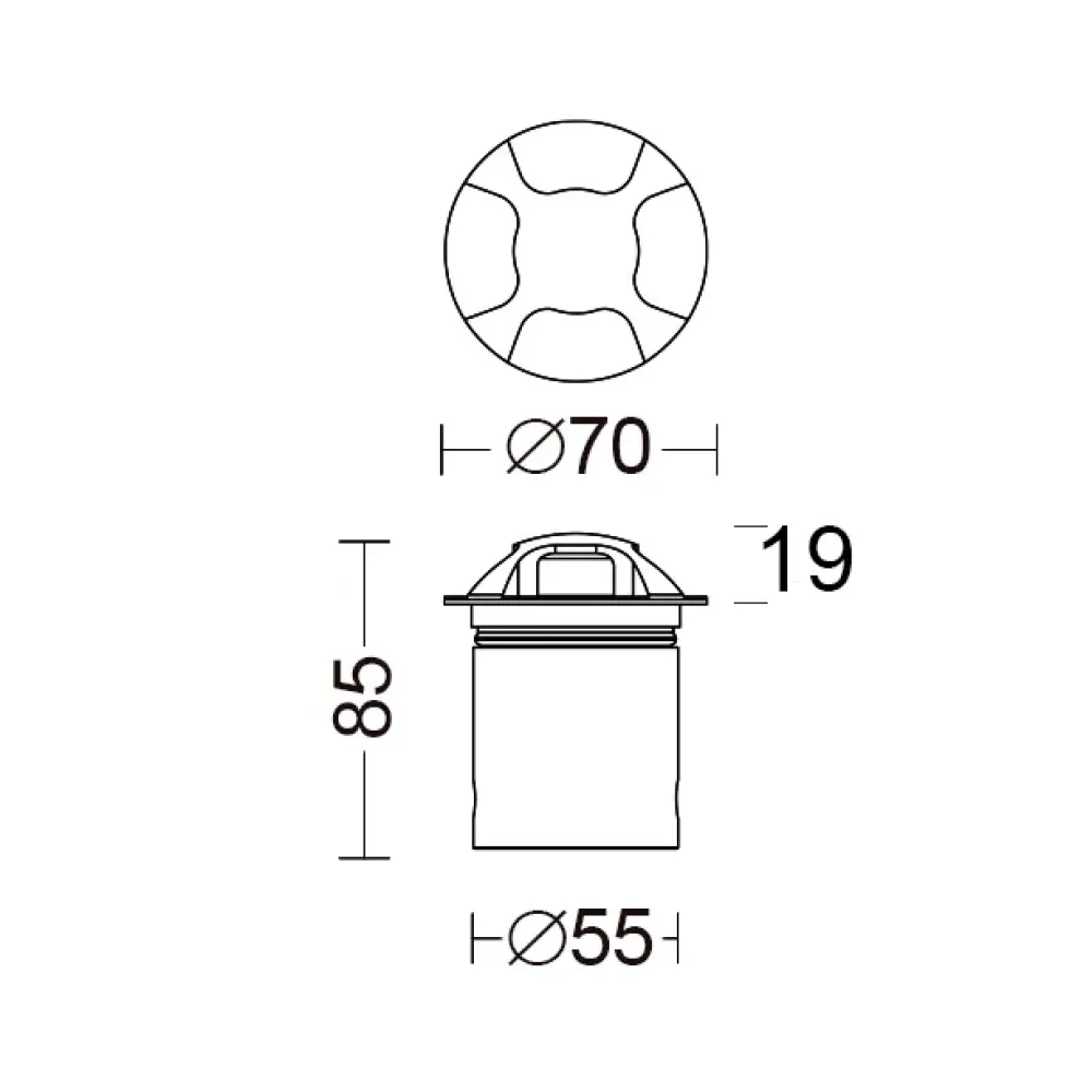 Cut 70 Wall Recessed 4070R/WRRC4L-Wall Recessed - Recessed 4 windows Ø70 - Remote driver 24Vdc