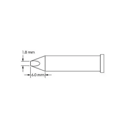 Soldering tip, chisel 1.8 x 6mm, GT6