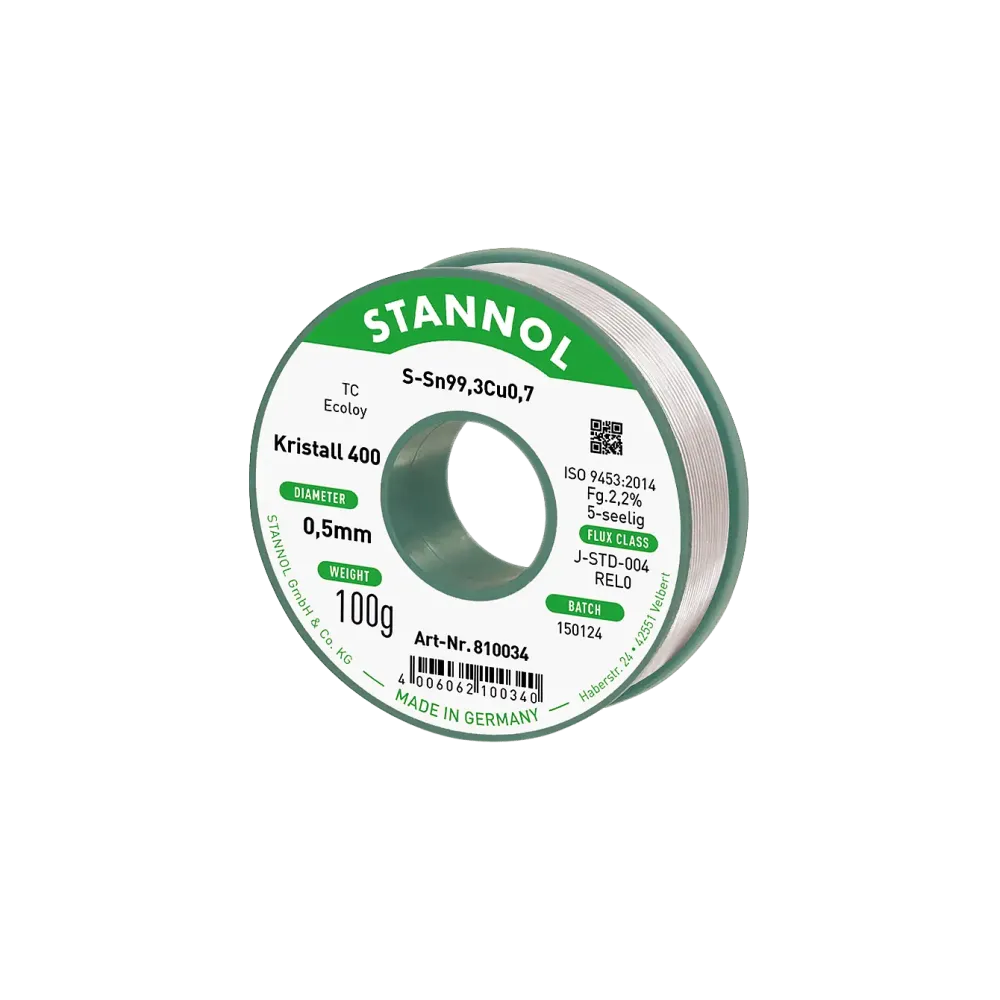 Solder wire Kristall 400, Sn99,3Cu0,7 - TC, RE L0, 0.5mm, 100g