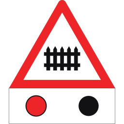 Railroad crossing ahead sign