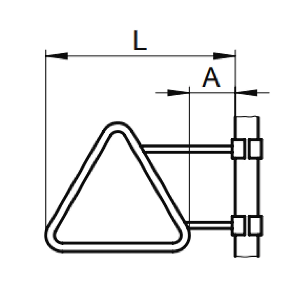 Triangular sign with side clamp mounting