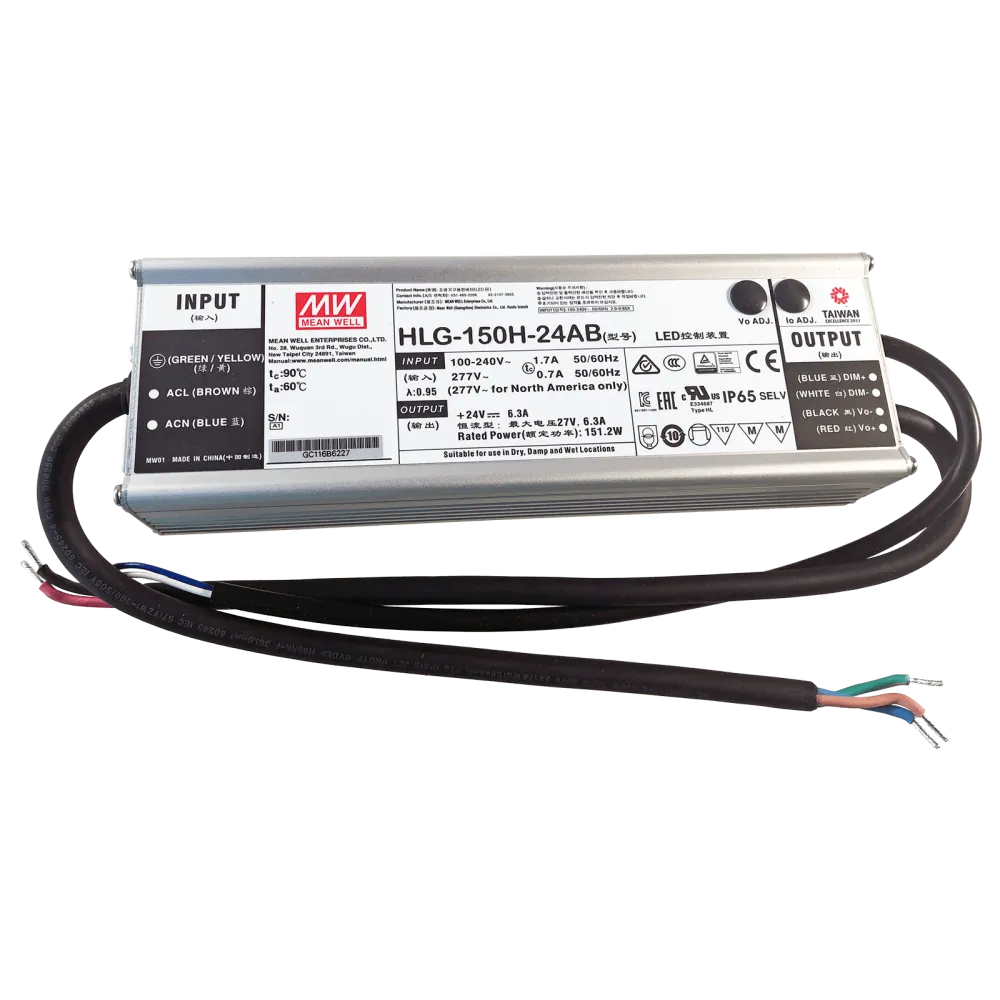 150W LED Driver CV+CC 24V/6.3A, 3in1 Dimming + Vo/Io adjustable