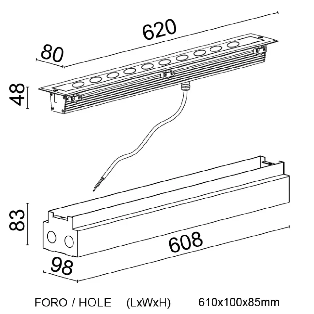 RGBW Matrix Recessed - Recessed Wallwasher RGBW L. 620
