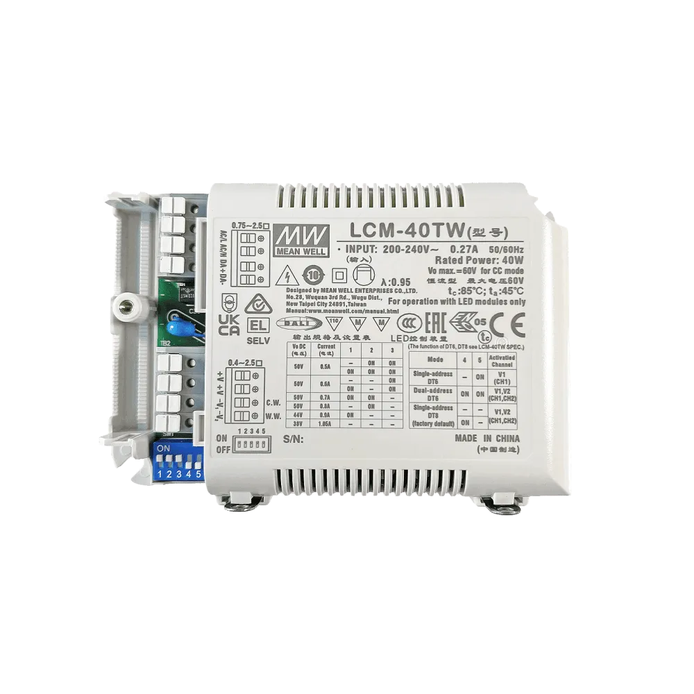 40W LED Driver CC 500-1050mA, DALI2, DT8, DT6, for single color and tunable white applications