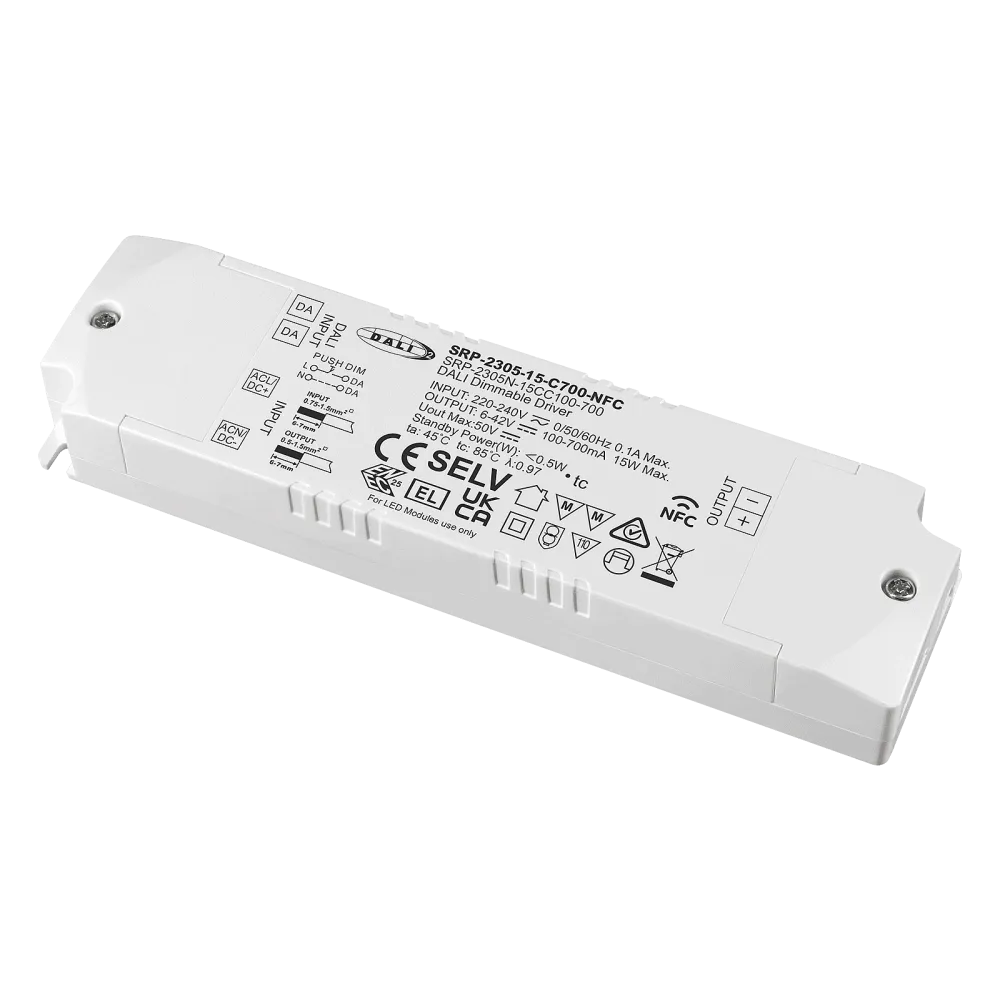 15W DALI2 DT6, AC-PUSH, LED DRIVER CC, NFC