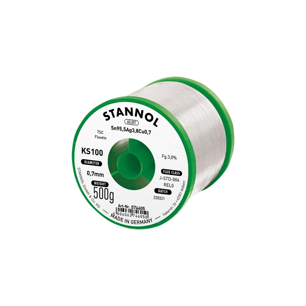 Solder wire KS100, Sn95,5Ag3,8Cu0,7 - FLOWTIN TSC, RE L0, 0.7mm, 500g