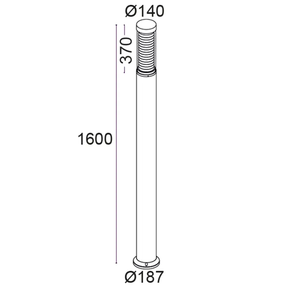 Maxima 385F3/WR8.X3-Small Poles - Bollard H. 1600 with anti-glare louvre