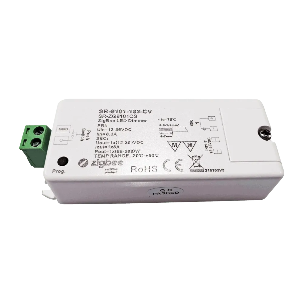 1 channel ZIGBEE 3.0 / LV-PUSH LED dimmer, constant voltage 12-36VDC, max. 288W
