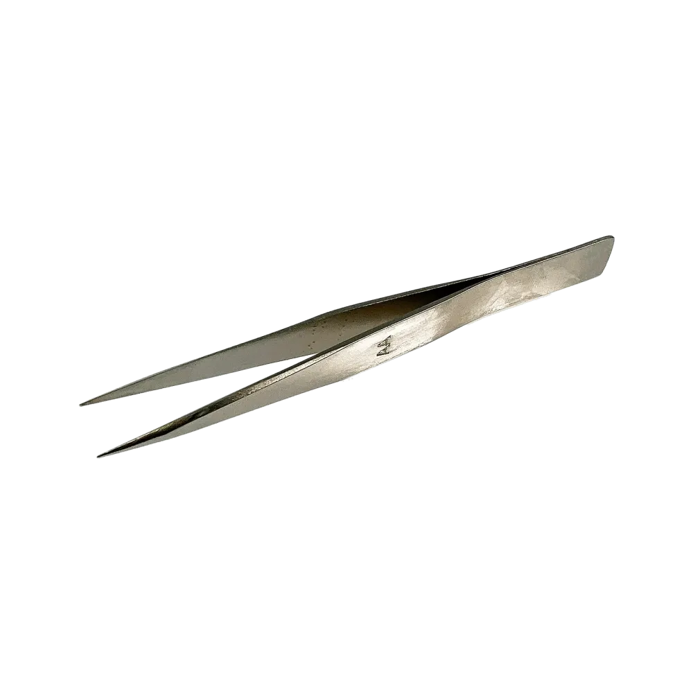 Precision tweezers with medium-fine tips, nickel-plated