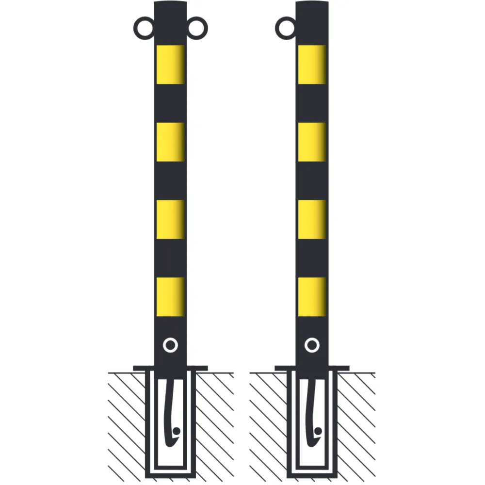 Barrier post painted black with rings