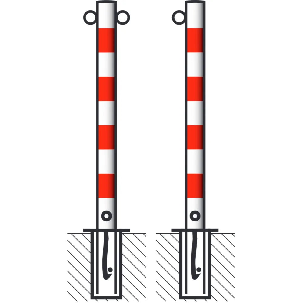 Barrier post painted white with rings