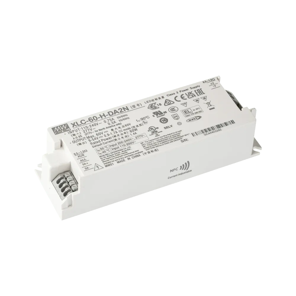 60W LED control gear 900mA to 1700mA/9V...54V, DALI2, AC Push