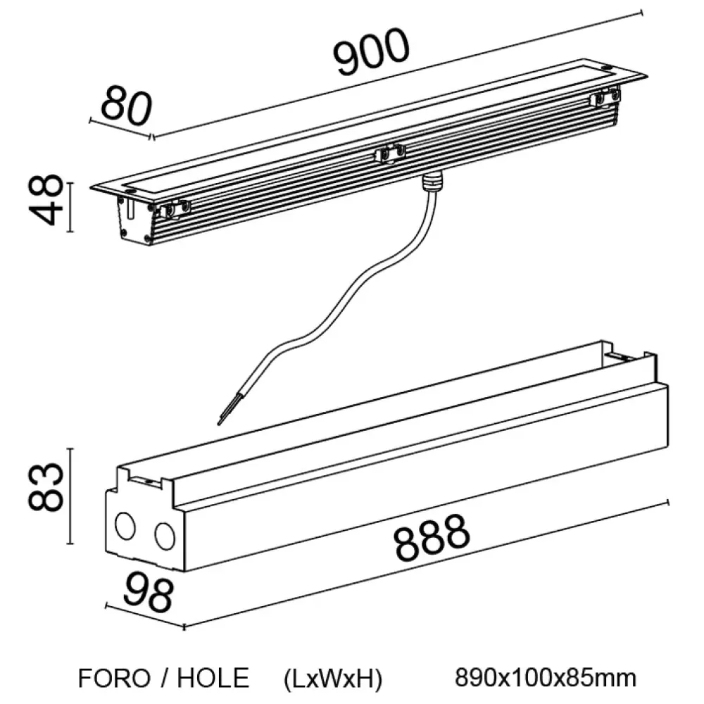 Matrix Recessed - Recessed Wallwasher Diffuse Emission L. 900