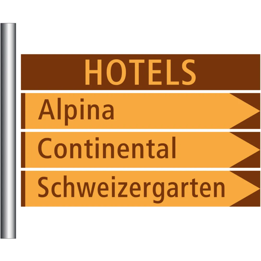 Hotel-restaurant direction sign combinations